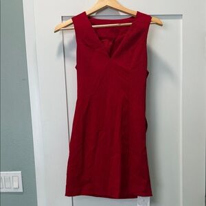 Red V-Neck Sleeveless Shift Dress